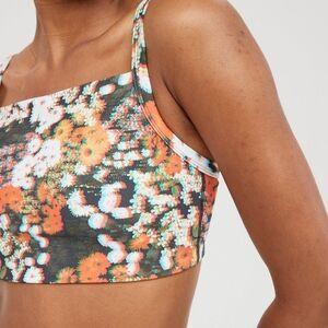 NEW OFFLINE by Aerie 3D Floral Print Square Neck Sports Bra Size Small